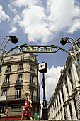 Art Nouveau style Metro sign designed by Hector Guimard in early 20th century. Paris. France