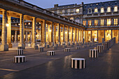 The night view of the courtyard of Palais Royal. Paris. France