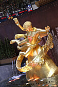 The statue of Prometheus at Rockefeller Center. New York City. USA