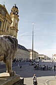 View over Odeonsplatz with Theatine Church St. Kajetan, Munich, Bavaria, Germany