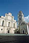 View over courtyard to university and church of St. John, Vilnius, Lithuania