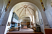 View to altar, St. John's Church, Nieblum, Foehr island, North Frisian Islands, Schleswig-Holstein, Germany