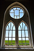 Church window, Langeness church, North Frisian Islands, Schleswig-Holstein, Germany