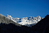 Mountain landscape in Winter Tiers, Rosengarten Group, Eggental valley, South Tyrol, Italy