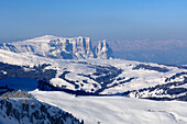 Mountain landscape in Winter, Seiser Alp, Schlern Mountain Range, South Tyrol, Italy