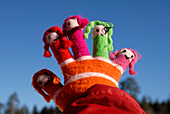 Glove, childrens glove with funny finger puppets, Winter, South Tyrol, Italy