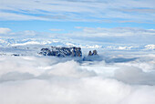 Mountain landscape in Winter, Seiser Alp, Saltria, South Tyrol, Italy