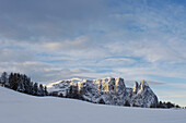 Berglandschaft in Winter, Seiser Alm, Schlerngebiet, Südtirol, Italien