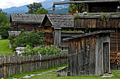 Farmhouse and farm in the South Tyrolean local history museum at Dietenheim, Puster Valley, South Tyrol, Italy