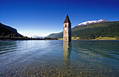 Kirchturm St. Anna, bei Graun, Reschensee, Dolomiten, Südtirol, Italien