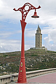 Promenade and Hercules Tower in La Coruña. Galicia. Spain