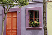 Detail of a colorful house. Barcelona, Spain.