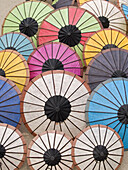 Colored parasols in the market of Luang Prabang, Laos