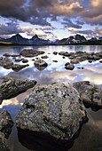 Clouds reflection and rocks in The Rockies, Jasper, Jasper National Park. Alberta, Canada