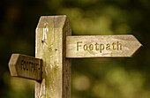 Public footpath sign, Yorkshire Dales National Park, England, UK