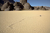 Moving rock. Racetrack Playa. Death Valley National Park. California. USA