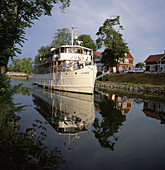 Channelboat on Göta Kanal. Östergötland, Sweden