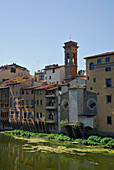Häuser und San Jacopo am Ufer des Arno, Florenz, Toskana, Italien, Europa