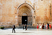 Entrance to the cathedral from Placa del la Catedral, Ciutadella, Minorca, Balearic Islands, Spain