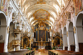 Nave and altar, St. Emmeram's Abbey, Regensburg, Upper Palatinate, Bavaria, Germany