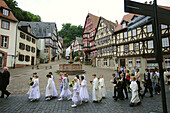 Corpus Christi procession, Miltenberg, Spessart, Lower Franconia, Bavaria, Germany