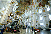 Inside of the Basilica of the Fourteen Holy Helpers, near Bad Staffelstein, Upper Franconia, Bavaria, Germany