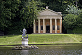 Studley Royal Gardens, water garden, for John Aislabie, 1718, River Skell, Temple of Piety, Moon Pond, North Yorkshire, UK
