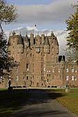 Glamis Castle, former royal hunting lodge, home of the Bowes-Lyon family, built in 15th-16th centuries, Angus, Scotland, UK