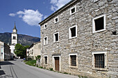 Vrhpolje, near Vipava, old village, church, typical houses, Slovenia