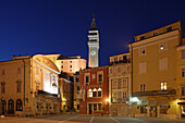 Piran, Tartini Square, italian style, typical houses, St Georges Church, Belfry, Venetian House, Slovenia