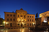 Piran, Tartini Square, italian style, typical houses, Tartinis statue, Town Hall, Slovenia