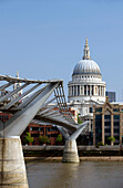 Millennium footbridge  Saint pauls cathedral dome  London  England  UK