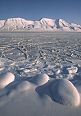 Frozen fiord spring Spitsbergen Island Svalbard Norwegian Arctic