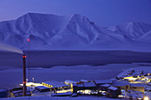 Longyearbyen principal town of Svalbard in early spring March Spitsbergen Island Svalbard Norwegian Arctic