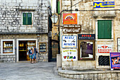 The waterfront street shops in Makarska, Croatia