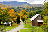 Fall foilage and a farm in rural, Vermont, USA