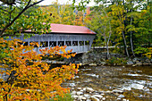 The Albany Covered Bridge near the Kancamagus Highway in the White Mountains of New Hampshire, USA