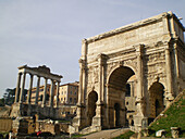 Arch of Septimius Severus in the Roman forum, Rome. Italy