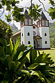 Catholic church. Moorea. Islands in the Windward. Archipelago of Society Islands. Southern Pacific Ocean. French Polynesia