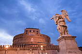 Castel Sant'Angelo and Bernini's statues on Sant'Angelo Bridge, Rome, Italy