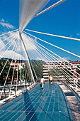Zubizuri bridge by Santiago Calatrava, Bilbao. Biscay, Euskadi, Spain