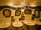 Austria, Vienna, Modern Art toilet Hundertwasser style