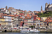 Portugal, Douro, Porto, Ribeira district skyline, Douro river