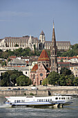Buda skyline, hydrofoil on the Danube. Budapest. Hungary.