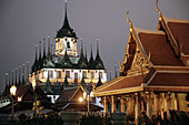 Thailand, Bangkok, Lohaprasad and traditional thai pavilion