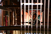 female weaver at the Inle Lake, Inle lake, Shan State, Myanmar, Burma, Asia
