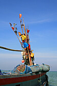 Traditional boat of the Moken, sea gypsies, Mergui Archipelago, Andaman Sea, Myanmar, Burma, Asia