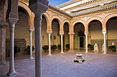 CAAC (Andalusian Centre of Contemporary Art), courtyard of former Santa Maria de Las Cuevas carthusian monastery, Cartuja Island, Sevilla. Andalucia, Spain