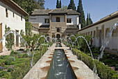 Patio de la Acequia, El Generalife Gardens, Alhambra, Granada. Andalucia, Spain