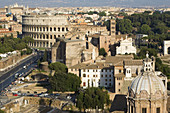 Roman Forum and Colosseum as seen from Altare della Patria, Rome. Lazio, Italy